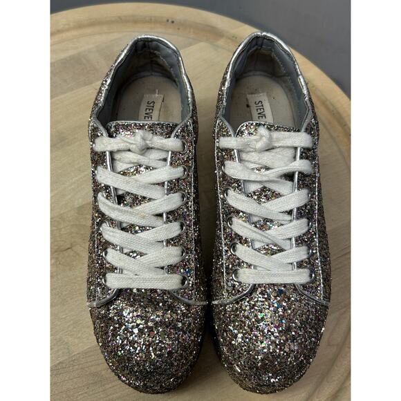 Steve Madden Shoes Womens Size 6M Multicolor Glitter Platform Karuso Chunky Sole - Picture 3 of 10